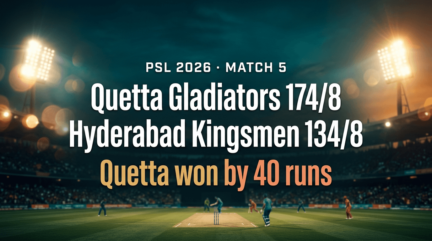 Quetta Gladiators vs Hyderabad Kingsmen — PSL 2026 Match 5 Match Summary