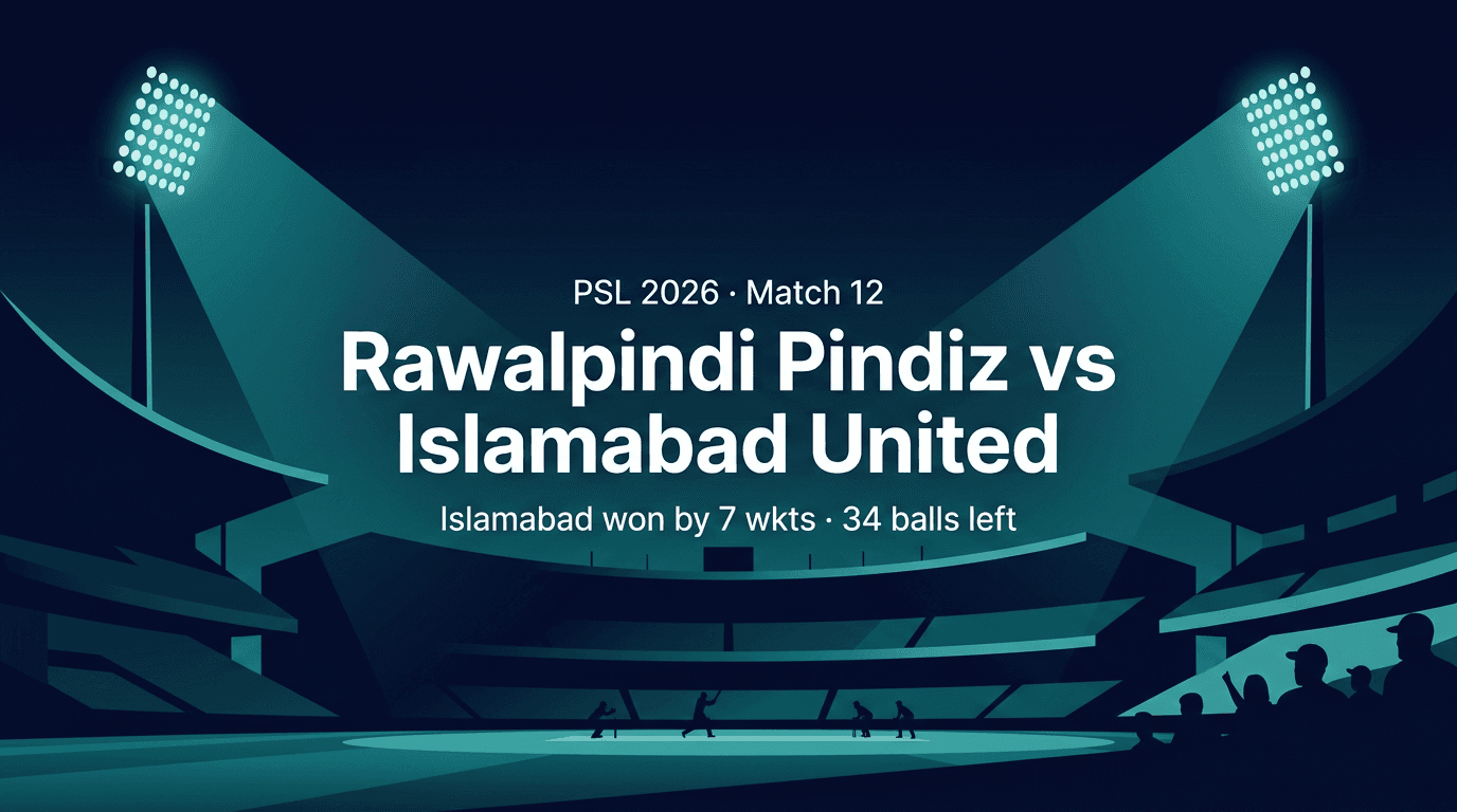 Rawalpindi Pindiz vs Islamabad United — PSL 2026 Match 12 Match Summary