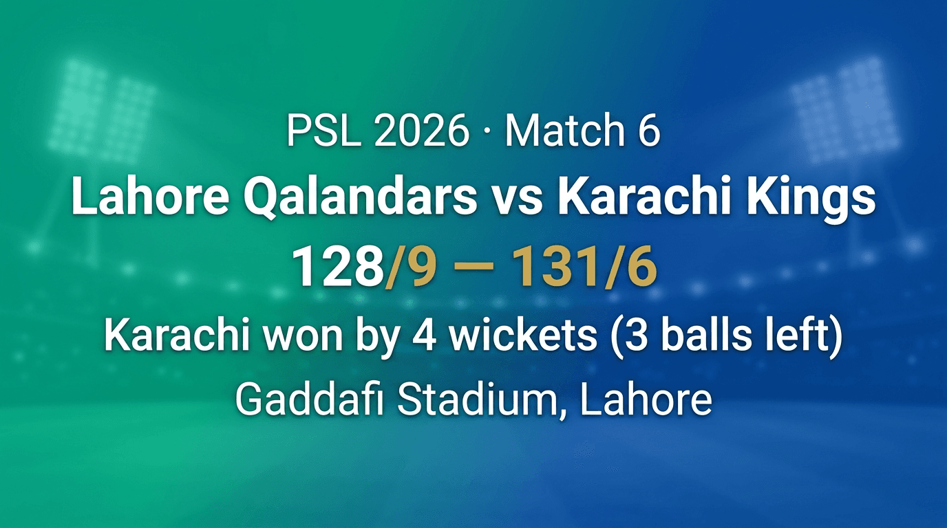 Lahore Qalandars vs Karachi Kings — PSL 2026 Match 6 Match Summary
